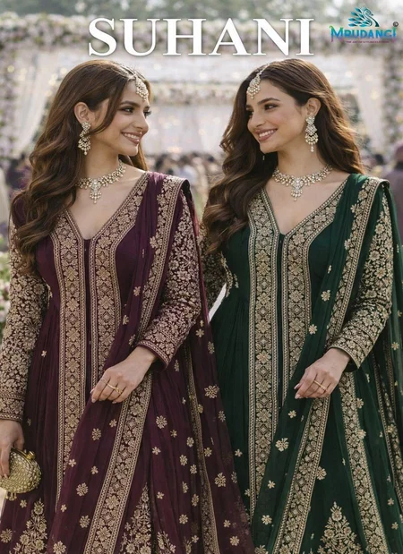 Suhani By Mrudangi Real Chinon Embroidered Work Readymade Suits Wholesale In India